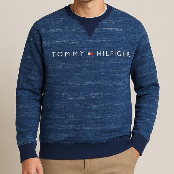 Tommy Hilfiger Blue Logo Crewneck Sweatshirt - Picture 1 of 13